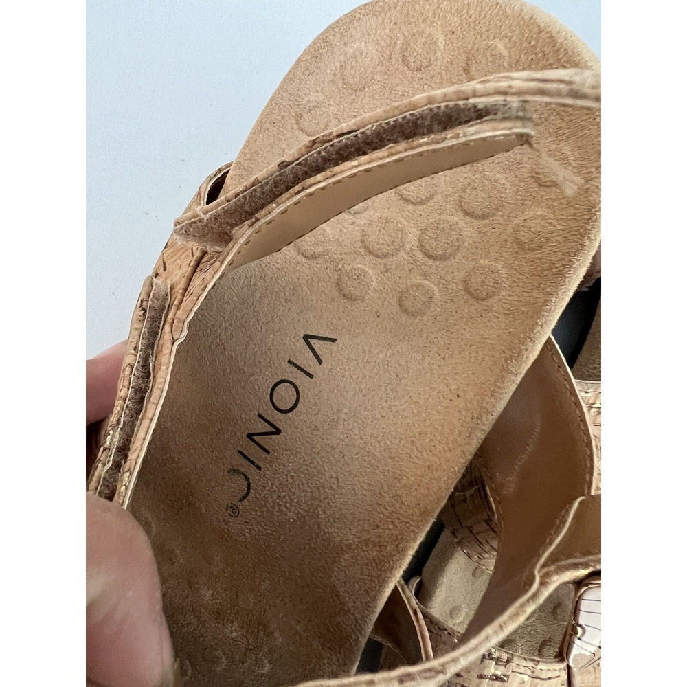 VIONIC WOMENS SANDALS 44AMBER SIZE 8 TAN ADJUSTABLE HOOK & LOOP PODIATRIST DESIG - Picture 2 of 6